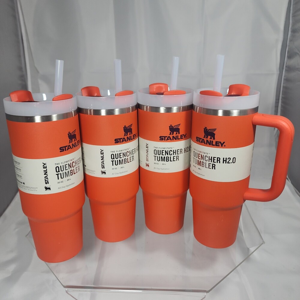 LOT OF 4 Stanley 30oz FlowState Tumbler TIGERLILY Orange Quencher H2-0 Imperfect